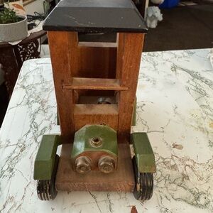Classic Wooden Toy Truck with Green Accents